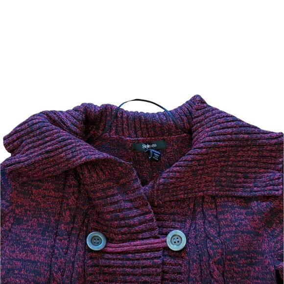 Style & Co Womens Button Front Cowl Neck Sweater-Red-L-GUC - Picture 3 of 8